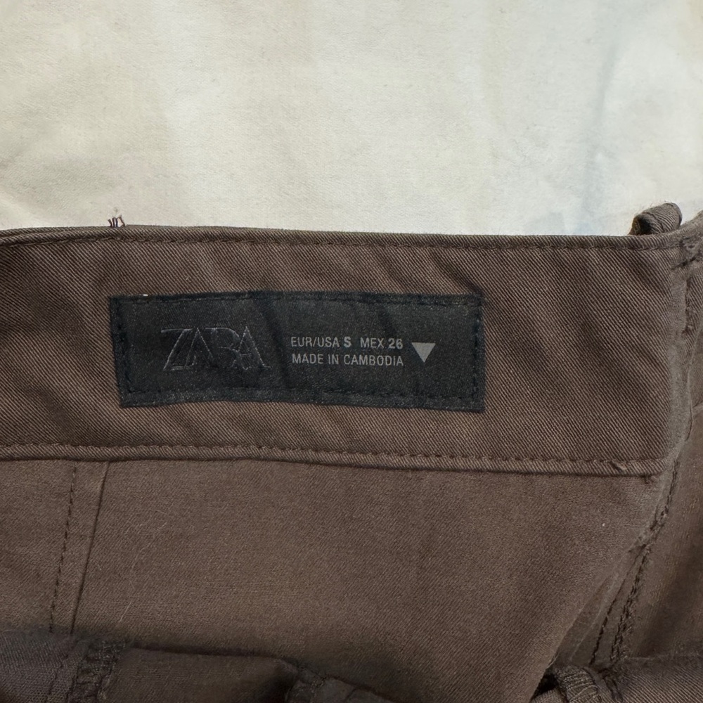 Zara BALLOON CARGO PANTS Brown S - Picture 6 of 6